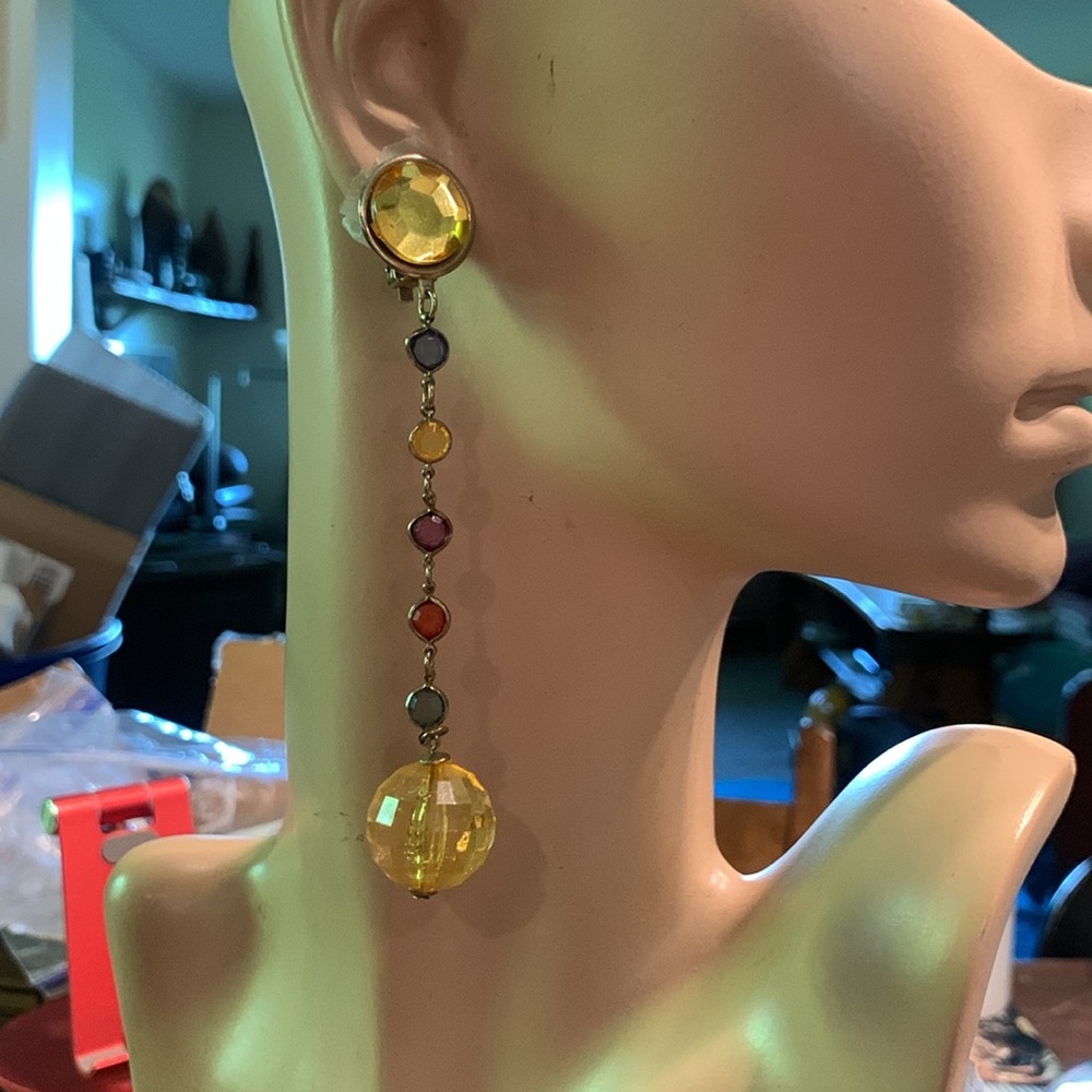 MULTI CRYSTALS CHAIN DROP MULTICOLOR “GEMS JEWELS” SHOULDER DUSTER …